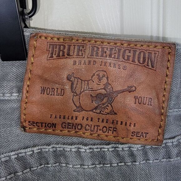True Religion men's Geno Cut-Off gray denim shorts size 40 - Picture 6 of 11